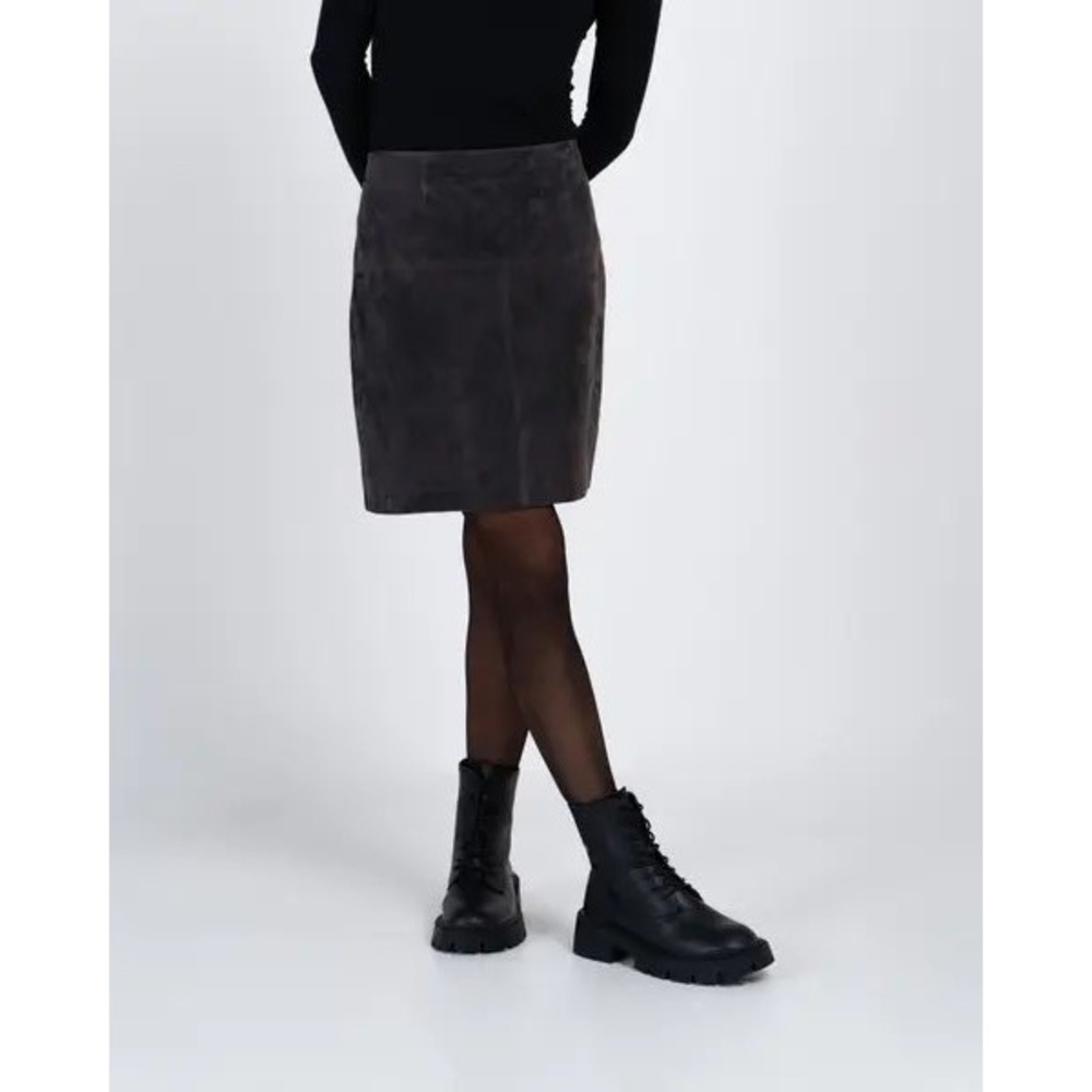 Danier Womens Brown Genuine Suede Leather Pencil Skirt Size 12‎ Adjustable Slit
